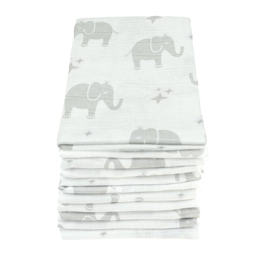 Grey Elephant Cotton Muslin - 70cm x 70cm (One Muslin) Muslin Muslinz