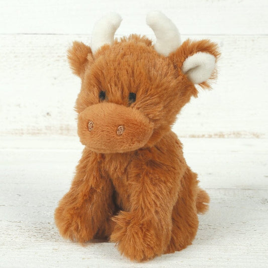 Scottish Highland Cow Soft Plush Toy Mini Brown -11cm tall Toy Jomanda