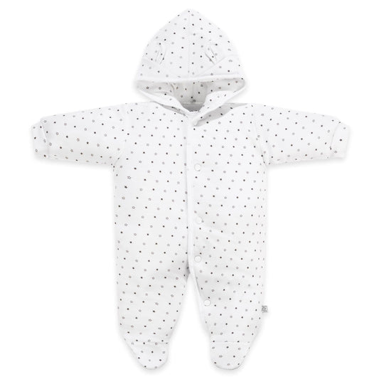 White Starry Snowsuit, Bear Ears on Hood Snowsuit / Pramsuit Dandelion
