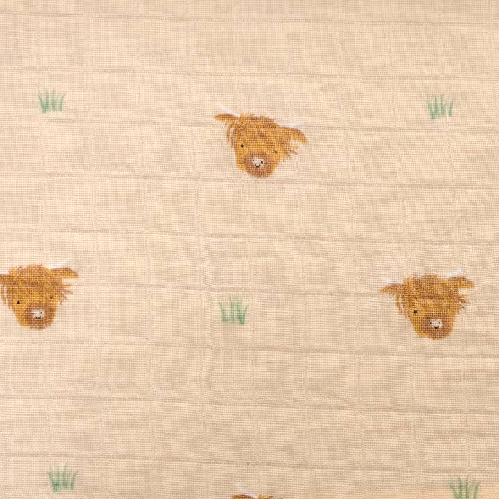 Ziggle Muslin - Highland Cows - 80 x 80 cm Swaddle Blanket Ziggle Baby