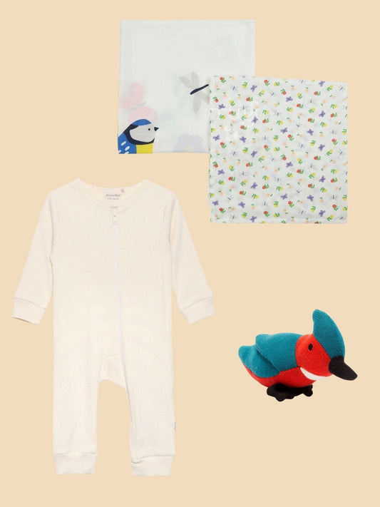 British Birds Gift Box - Babygrow, Toy & Muslins Gift Set Little Mouse Baby Clothing & Gifts
