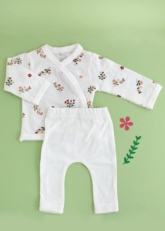 2 Piece Wrap Top & Trouser Set, Beautiful Bloom Top & Trousers Tiny & Small