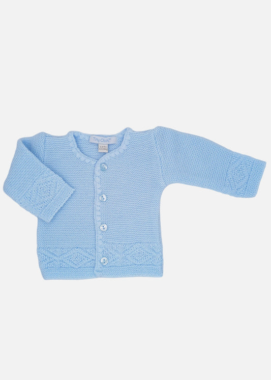 Knitted Baby Blue Round Necked Cardigan Tiny Chick