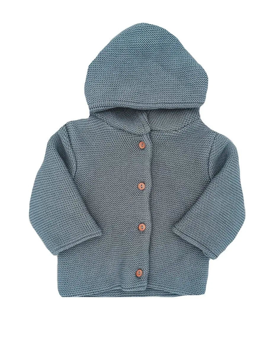 Slate Blue Knitted Baby Jacket Cardigan / Jacket La Manufacture de Layette