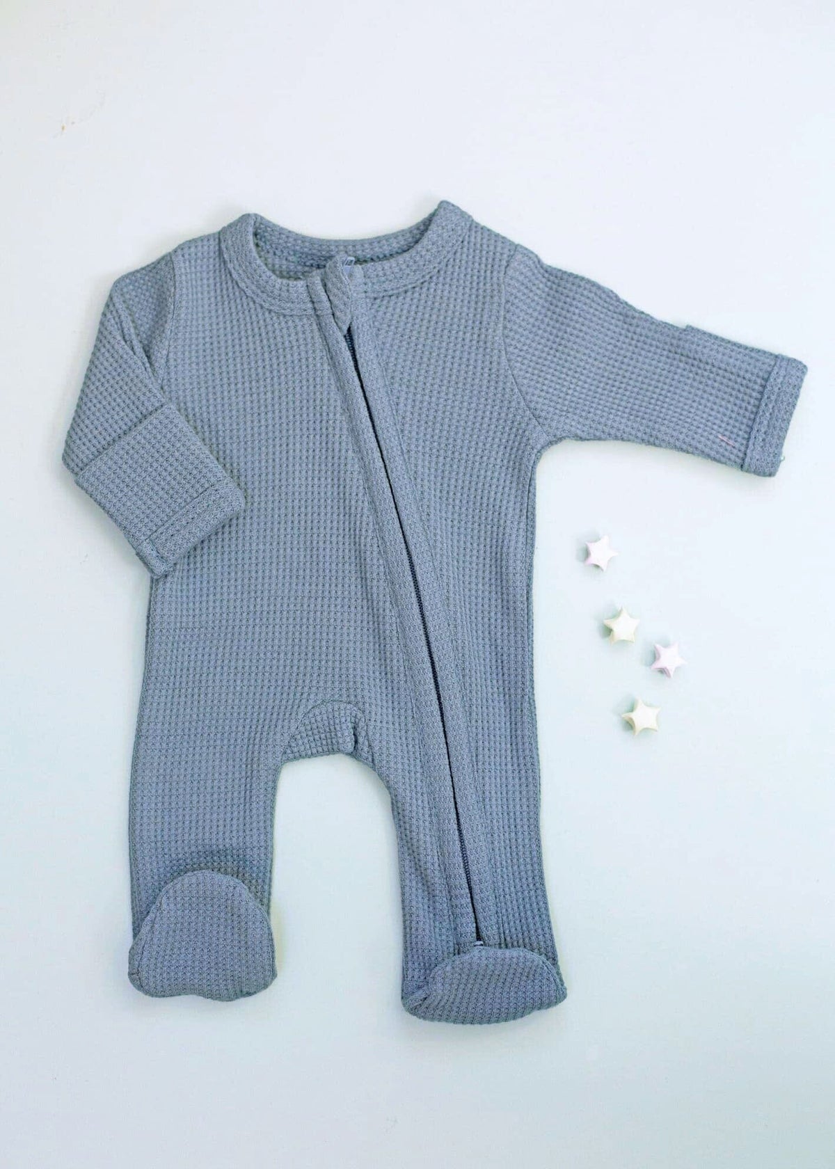 Zipped Premature Baby Sleepsuit, Fold-Over Mitts - Blue Sleepsuit / Babygrow Little Dreamer
