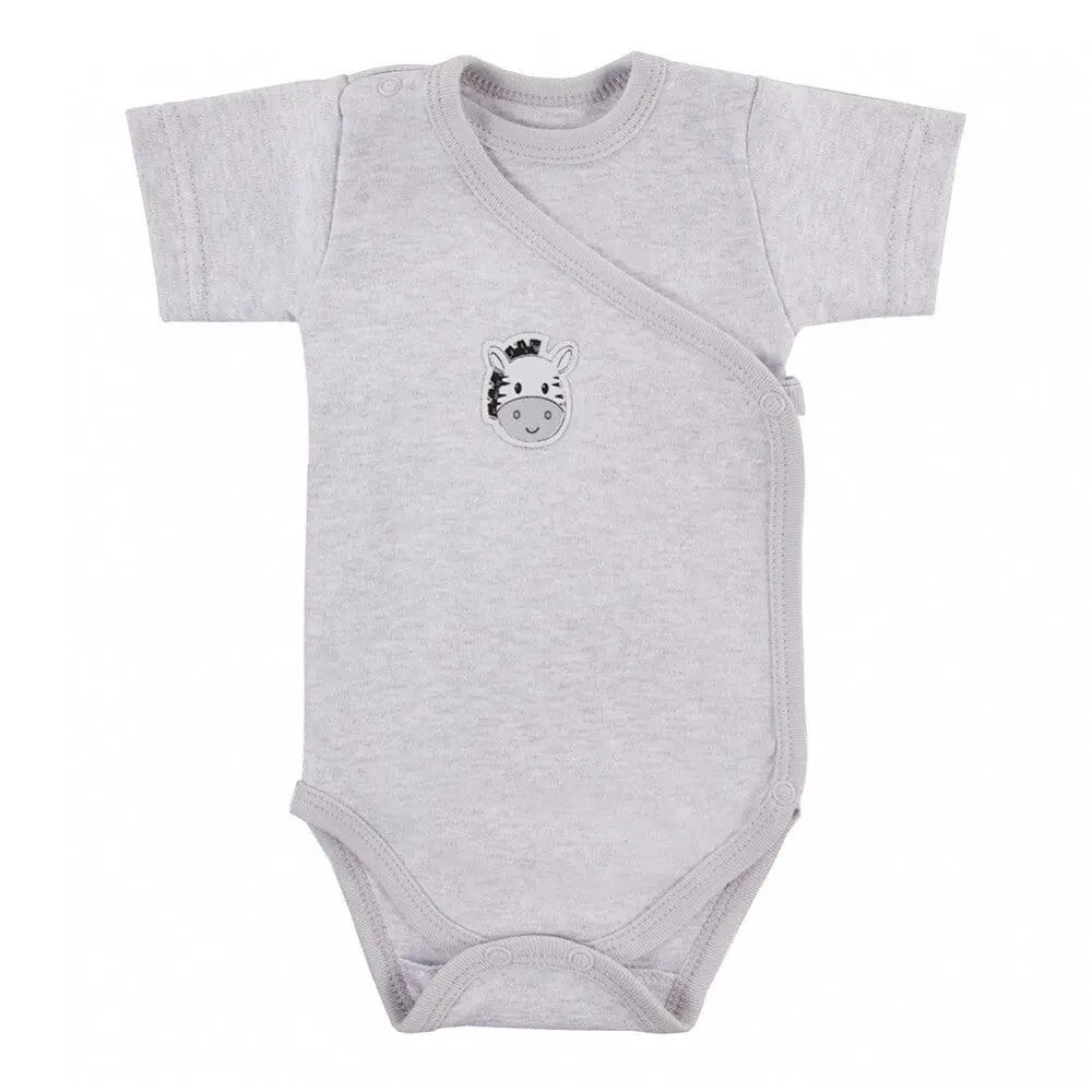 Short Sleeved Bodysuit, Cute Zebra Design - Grey Bodysuit / Vest EEVI