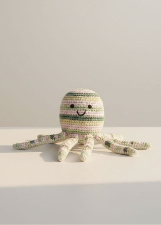 Patstel Octopus Baby Rattle Fair Trade Crochet Organic Cotton Toy Best Years
