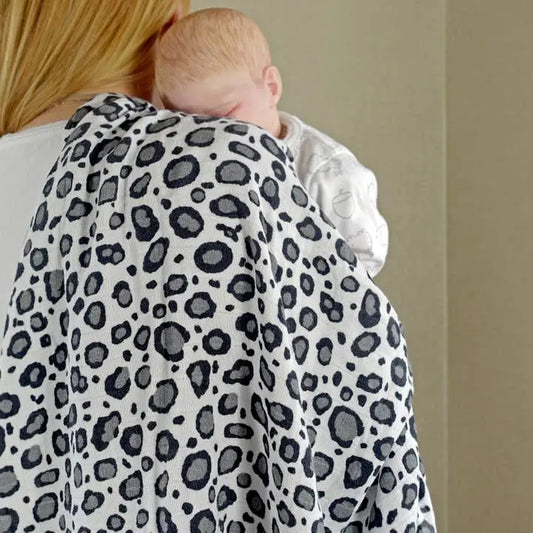 MuslinZ Bamboo/Organic Cotton Swaddle Blanket Leopard Print - 120x120cm Muslin Muslinz