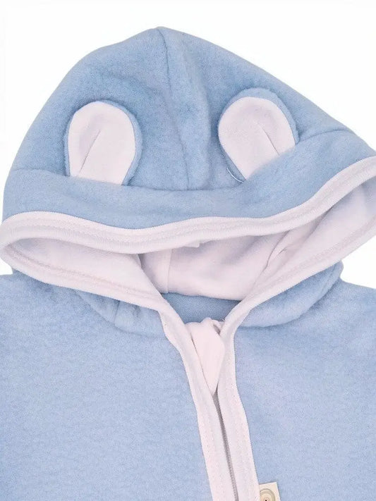 Light Blue Fleece Pramsuit, Contrasting Trim Snowsuit / Pramsuit Little Lumps