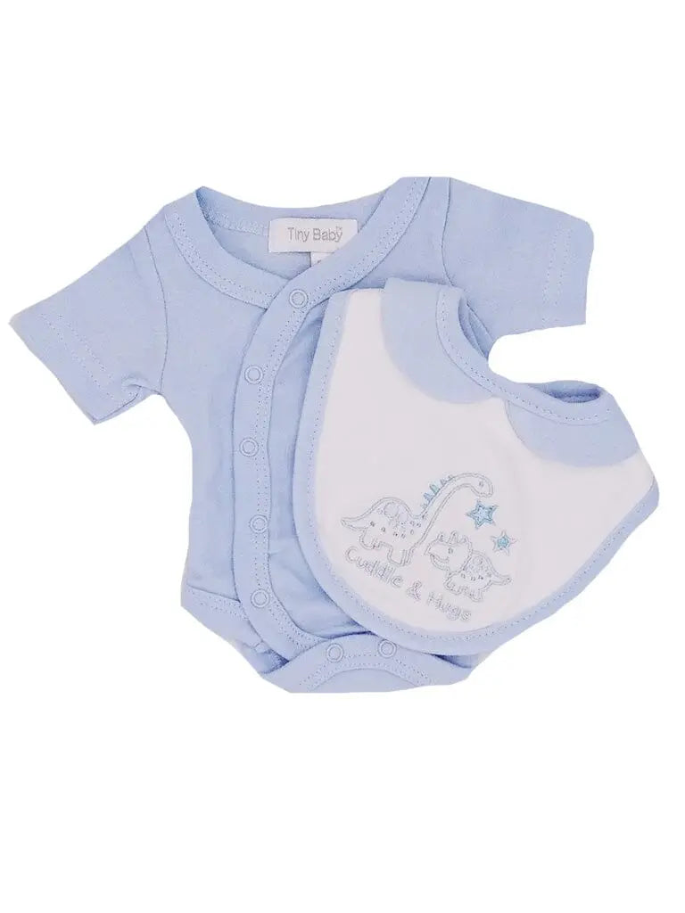 'Cuddle & Hugs' vest and bib set - Blue Bodysuit / Vest Tiny Baby