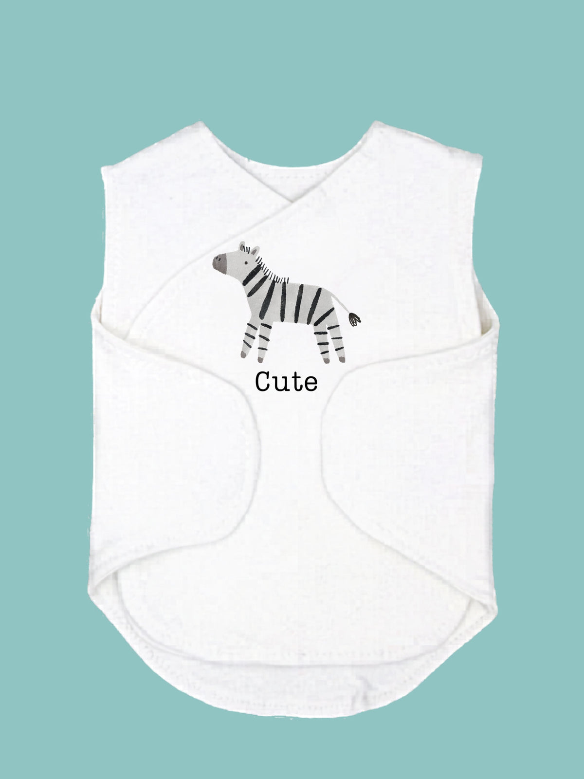 Zebra print organic cotton incubator vest by Little Dreamer, back view