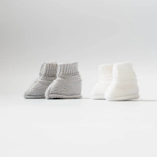 Set of 2 Booties - Grey & White Booties La Manufacture de Layette