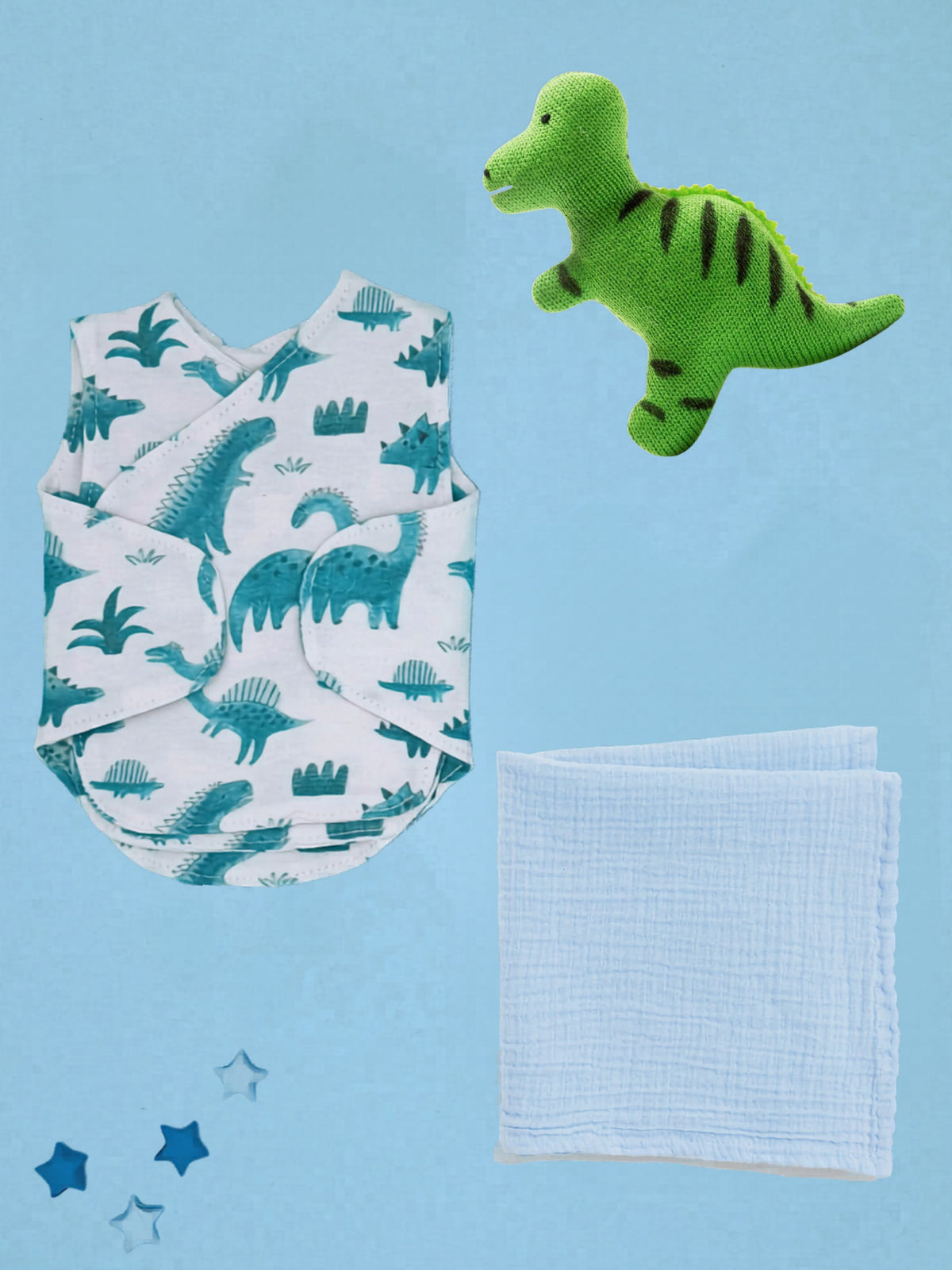 Dinosaur Discovery Gift Box - Incubator Vest, Toy & Muslin Gift Set Little Mouse Baby Clothing & Gifts