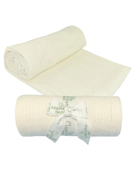 Cream Baby Bamboo Cotton Cellular Blanket - 90cm x 75cm (One blanket) Muslinz