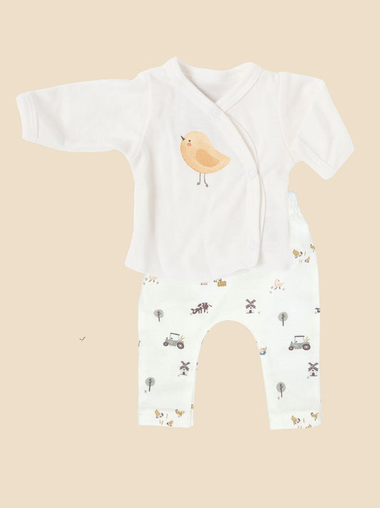 WORK IN PROGRESS! Organic Cotton Premature Baby Wrap Top, Trouser Set & Socks- Farmtime Top & Trousers Tiny & Small