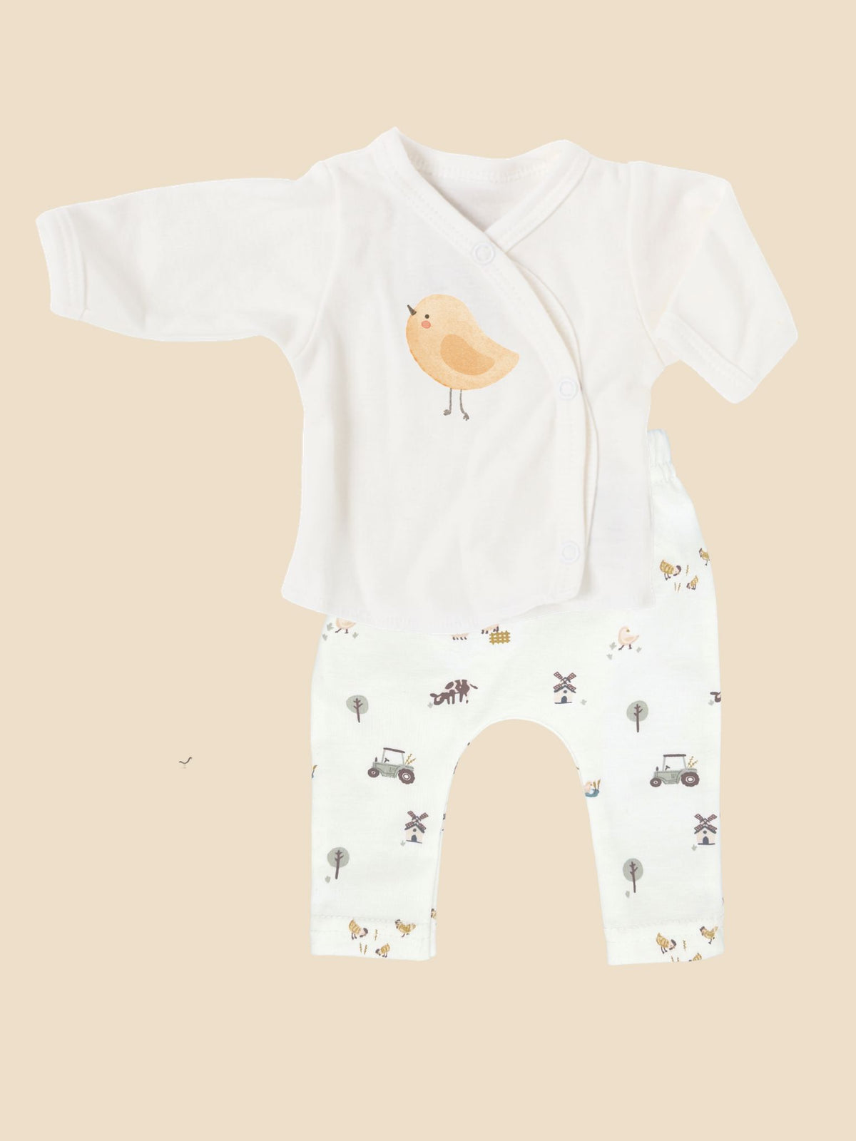 WORK IN PROGRESS! Organic Cotton Premature Baby Wrap Top, Trouser Set & Socks- Farmtime Top & Trousers Tiny & Small