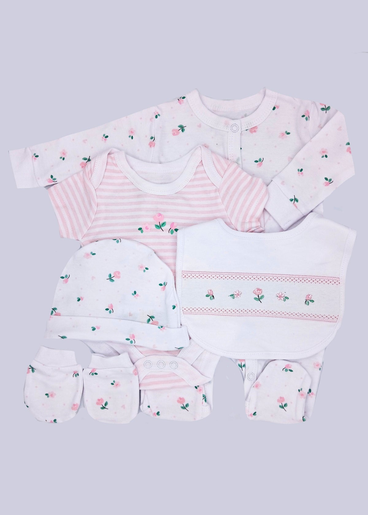 5 Piece Floral Layette Set Rock a Bye Baby