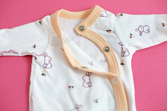 Prem Baby Sleepsuit, Flower Bunny Sleepsuit / Babygrow Tiny & Small