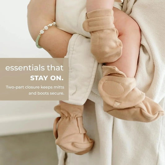 Stay-On Scratch Mittens - Grey & Cream Scratch Mitts Goumikids