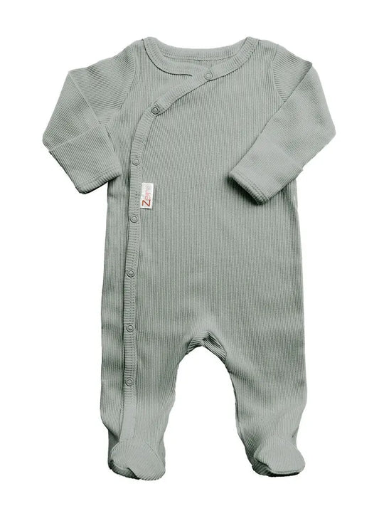 Sage Green Ribbed Sleepsuit Sleepsuit / Babygrow Soft Touch