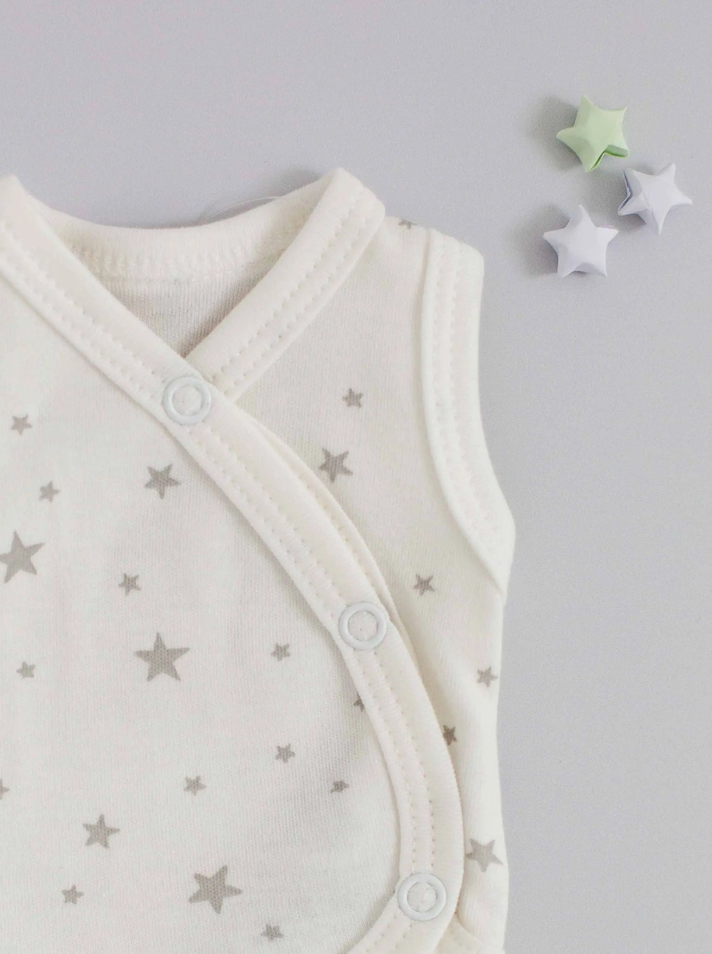 Incubator Vest, Silver Stars, Premium 100% Organic Cotton Tiny & Small