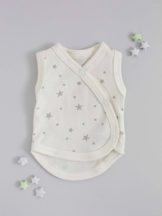 Incubator Vest, Silver Stars, Premium 100% Organic Cotton Bodysuit / Vest Tiny & Small