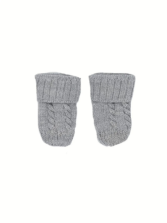 Tiny Baby Knitted Mittens, Grey Mittens Soft Touch