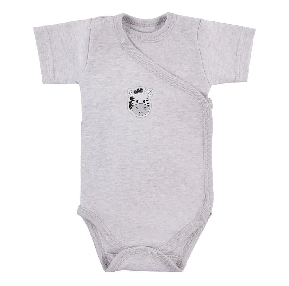 Short Sleeved Bodysuit, Cute Zebra Design - Grey Bodysuit / Vest EEVI