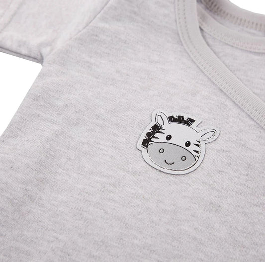 Short Sleeved Bodysuit, Cute Zebra Design - Grey Bodysuit / Vest EEVI