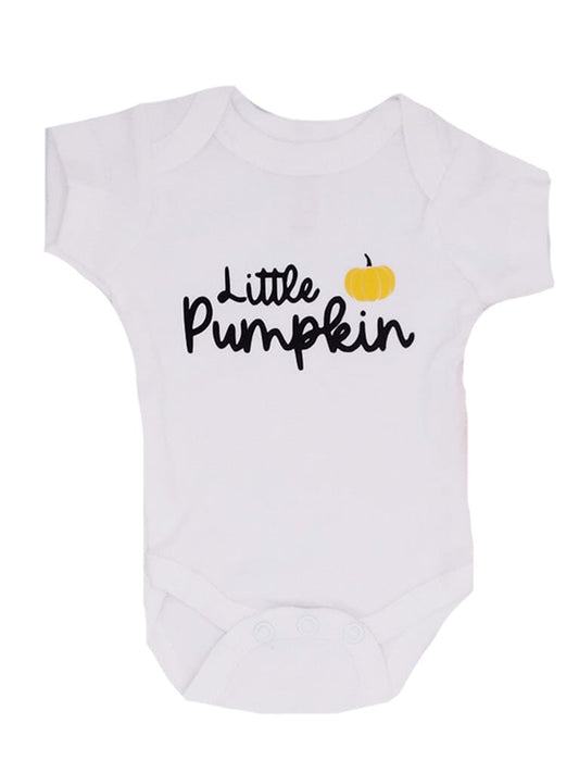 White "Little Pumpkin" Halloween bodysuit for premature babies by Little Mouse