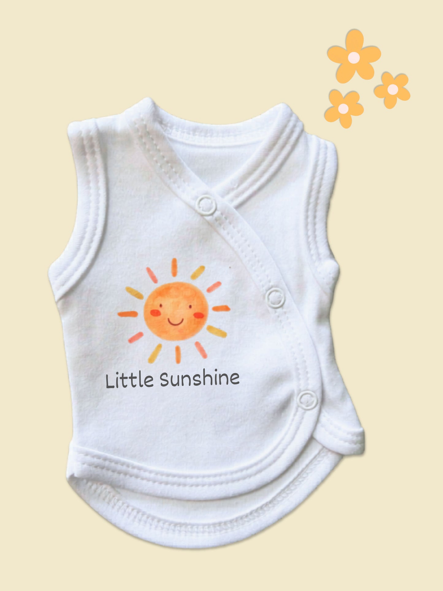 Little Sunshine, Incubator Vest, Cream, 100% Cotton Bodysuit / Vest Tiny & Small