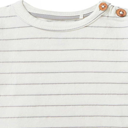 Long Sleeve Stripe Top, Whisper White - Organic Cotton Top / T-shirt Noppies