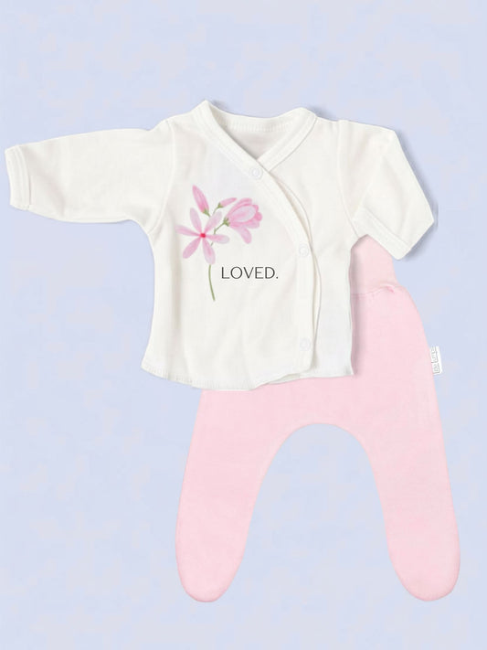 100% Cotton Premature Top & Trouser Set - Pink Geranium Choice of trousers Top & Trousers Tiny & Small 3-5lb Pink Trousers