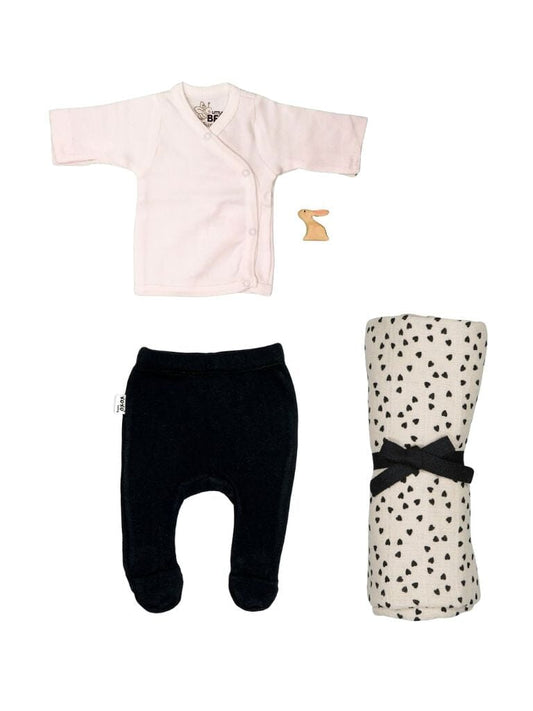 The Monochrome Gift Box - Top & Trouser Set & Swaddle Blanket Gift Set Little Mouse Baby Clothing & Gifts