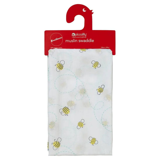 Piccalilly Muslin Swaddle - Honey Bee Swaddle Blanket Piccalilly