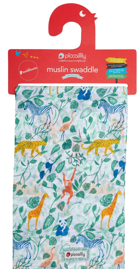 Piccalilly Muslin Swaddle - Safari Swaddle Blanket Piccalilly