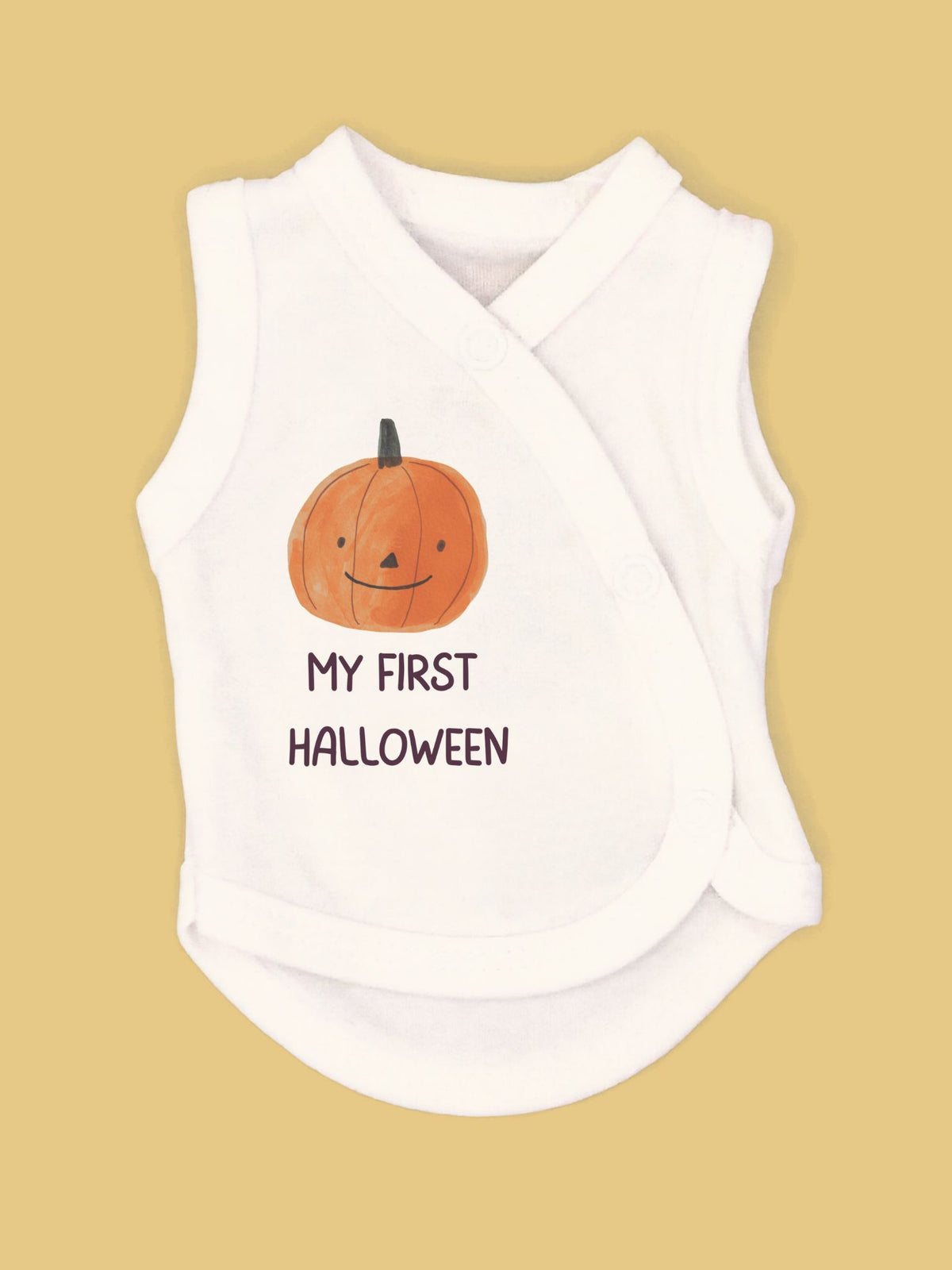 My First Halloween - Pumpkin Incubator Vest, White, 100% Cotton