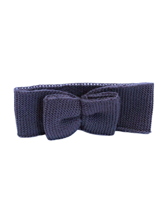 Knitted Headband With Bow, Navy Blue Headband La Manufacture de Layette