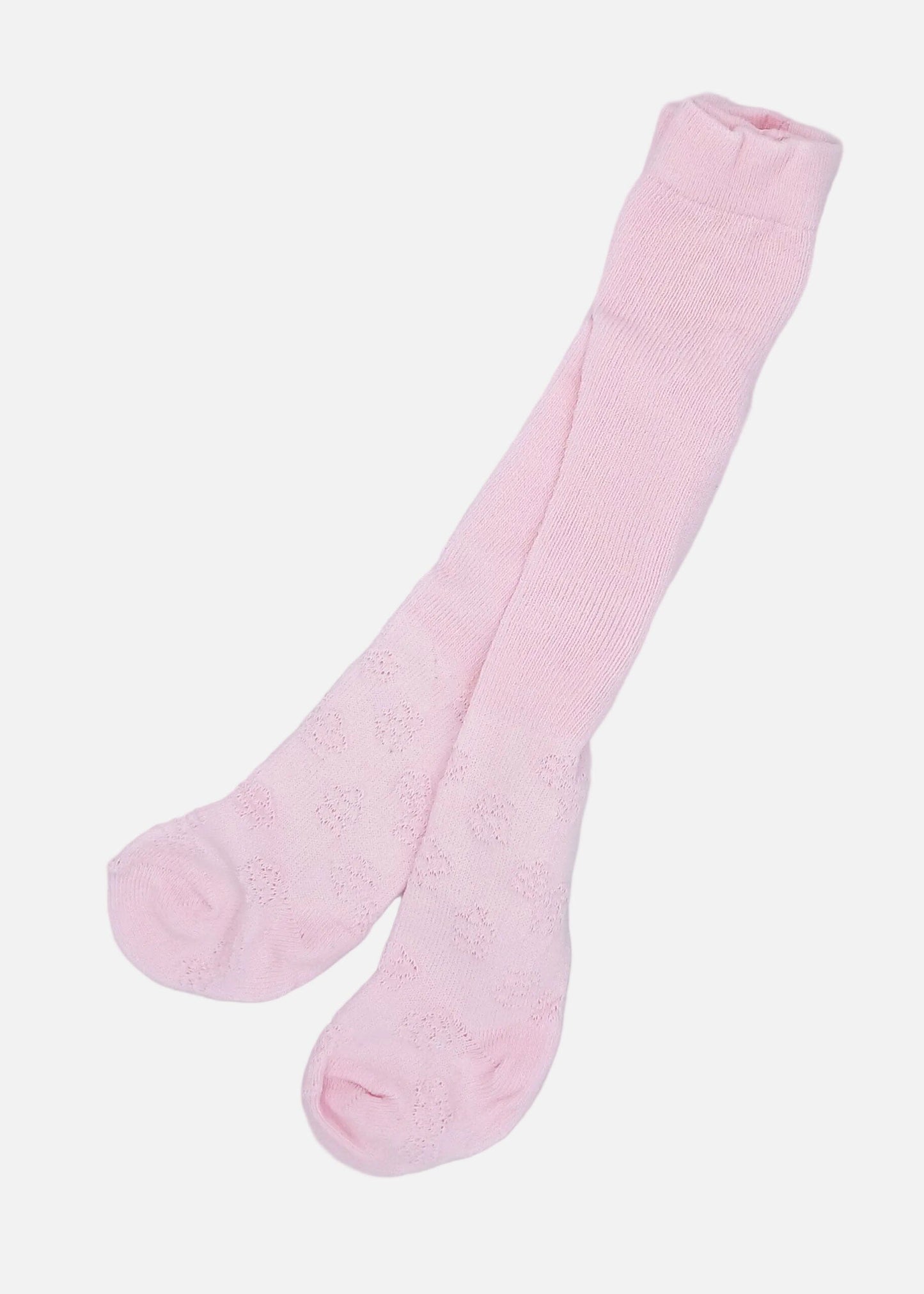 Pink Tiny Baby Tights. Cotton, Knitted Daisy Design Tiny Chick