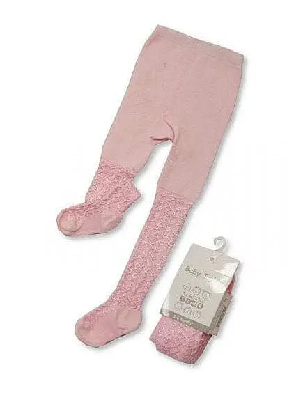 Pink Tiny Baby Tights. Cotton, Lacy Hearts Tights Nursery Time