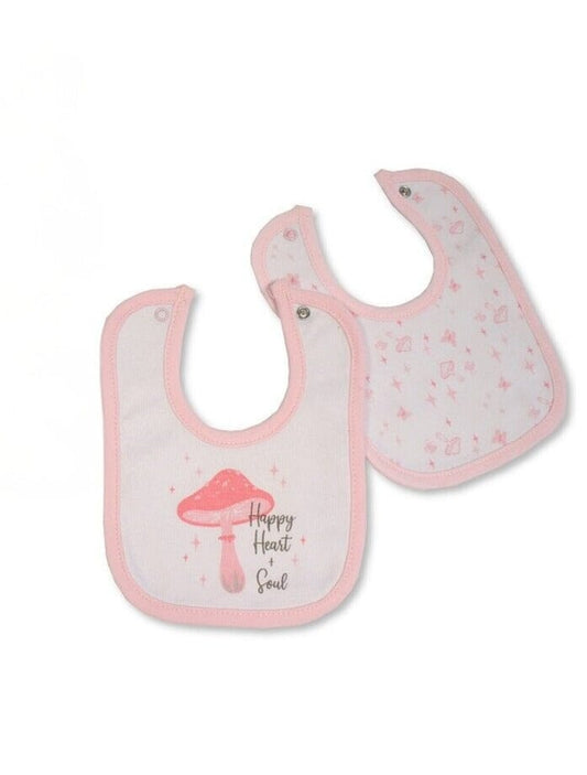 Pink "Happy Heart & Soul" Premature Baby Bib - 2 Pack Dribble Bib Tiny Baby