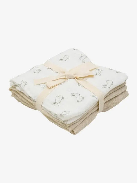 3 Pack, Organic Cotton Muslins, Bunny / Beige, 65 x 65 cm Blanket Pippi