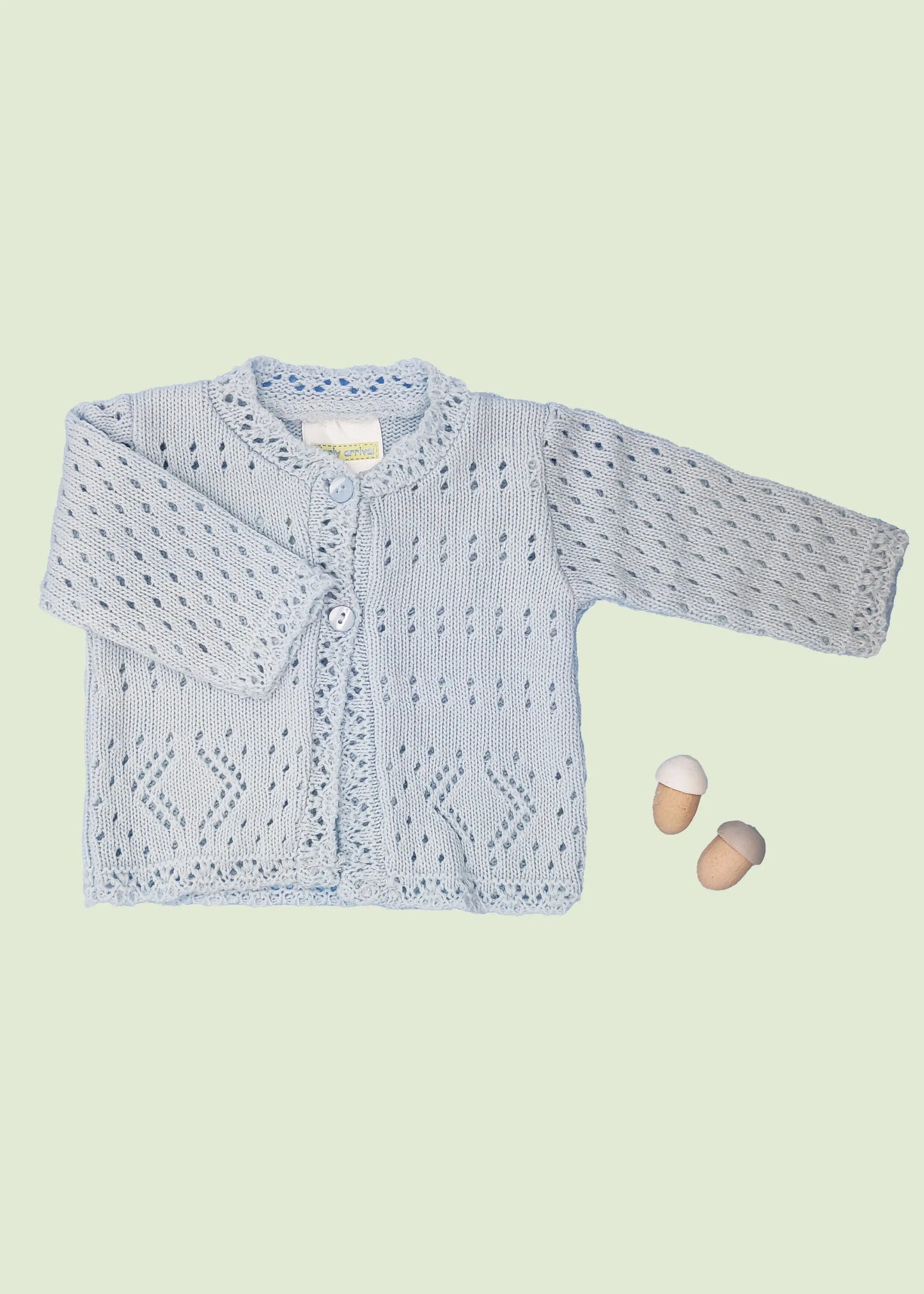 Premature Baby Cardigan, Pointelle, Blue Cardigan / Jacket Early Arrival