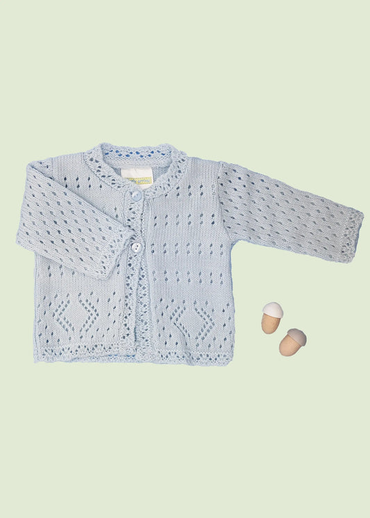 Premature Baby Cardigan, Pointelle, Blue Cardigan / Jacket Early Arrival