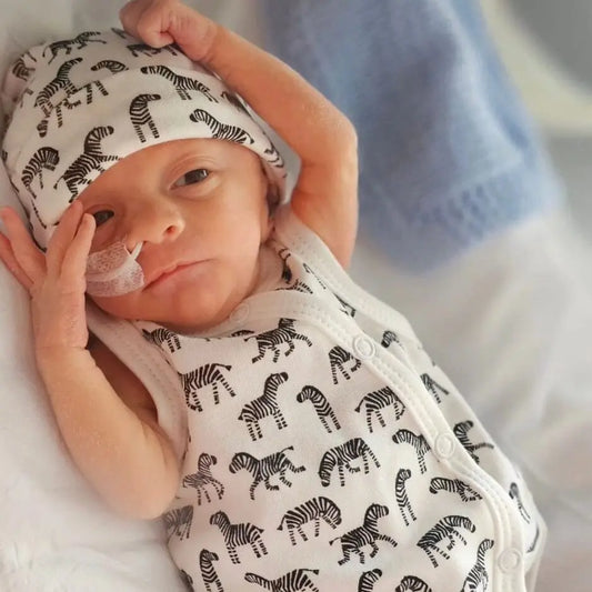 Incubator Vest & Round Hat Set, Little Zebras, 100% Organic Cotton Incubator Vest & Hat Set Tiny & Small