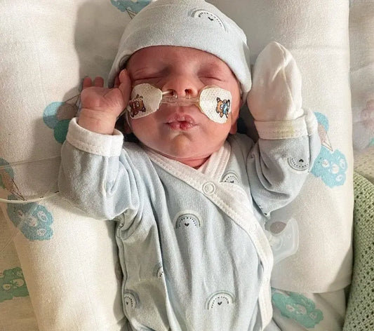 Preemie Round Hat, Baby Blue Rainbows Hat Tiny & Small