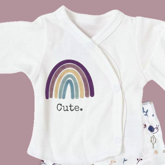 Organic Cotton Premature Baby Wrap Top & Trouser Set - Acorn Wood Top & Trousers Tiny & Small