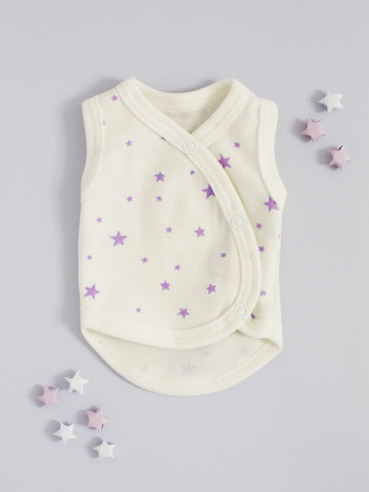 Incubator Vest, Purple Stars, Premium 100% Organic Cotton Bodysuit / Vest Tiny & Small