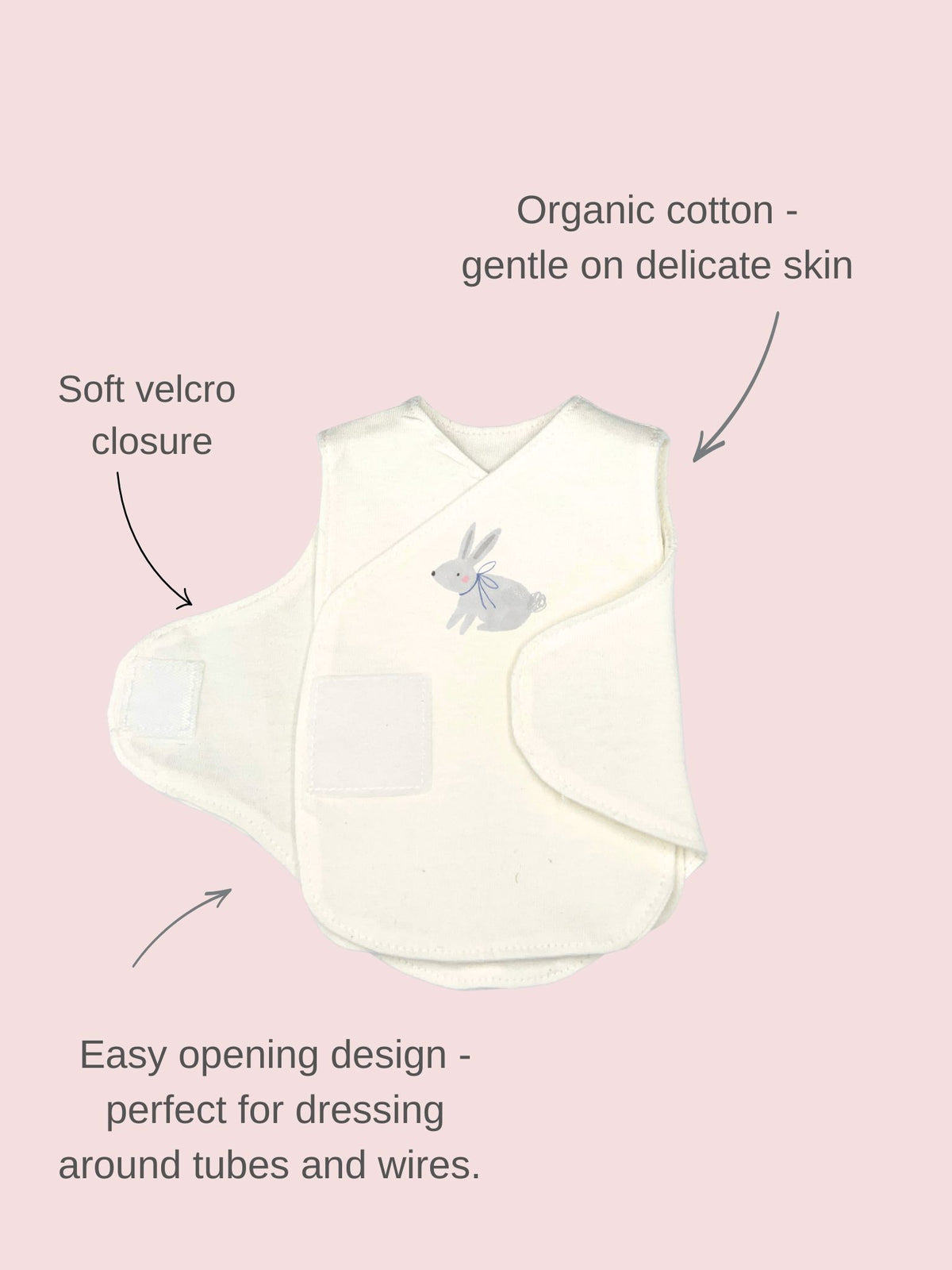 Neonatal Vest 2 Pack, Organic Cotton, Cottontail Bodysuit / Vest Little Dreamer