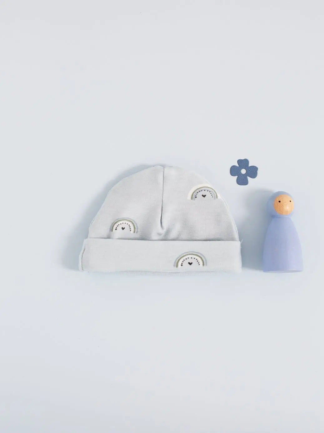 Preemie Round Hat, Baby Blue Rainbows Hat Tiny & Small